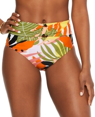 #ad BAR III Large Bikini Bottoms High Waist Floral Ring Full Coverage Swim $44 NEW $10.00