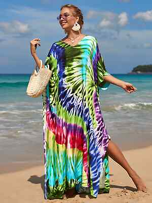 #ad Summer Beach Dress Bohemian Printed Elegant Swimsuit Cover Up $26.71