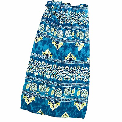 #ad Turquoise amp; Yellow Tropical Beach Wear Summer Wrap Skirt Swimsuit Cover Up $17.99
