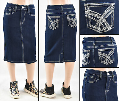#ad New Little Girls Denim Skirt size 4 6 basic pockets style #RK 79088 dark $19.99