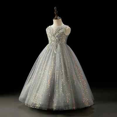 #ad Wedding Birthday Party Dress Girls Princess Evening Long Gowns Kids Prom Dress $140.69