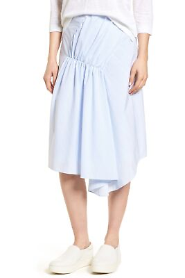 #ad Nordstrom Signature Ruched Asymmetrical Cotton Skirt sz. 12 Blue 151088 $75.65