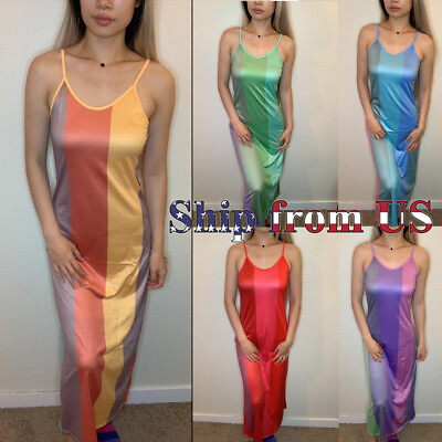 #ad Women#x27;s Summer Gradient Long Maxi Dress Ladies Boho Holiday Beach Party Sundress $11.99