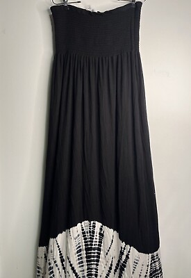 #ad Karen Kane Womens Strapless Stretchy Long Maxi Dress Black White Tie Dye Large $19.74