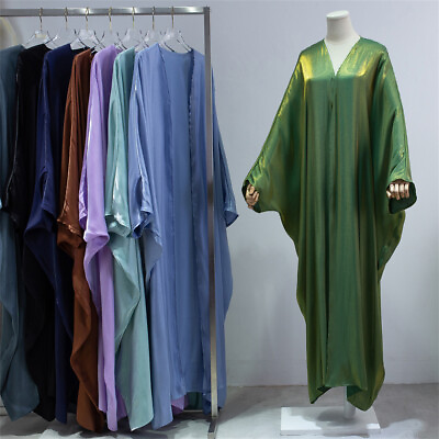 #ad Ramadan Batwing Sleeve Kaftan Abaya Women Open Long Dress Kimono Muslim Robe $26.59