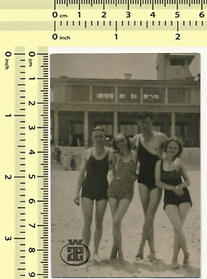 015 1930s Beach Two Guys in Swimsuits Men amp; Women Swimwear old photo original $13.60