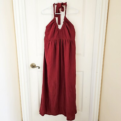 #ad NWT Ingrid amp; Isabel Maternity Size M Maxi Dress Terracotta Rust Cotton Halter $45.00