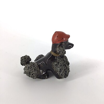 #ad #ad Vintage French Spaghetti Poodle Figurine With Red Hat Cap Ceramic $9.99