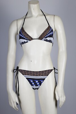 #ad CLOVER CANYON Blue 2 Piece Halter Neck String Bikini Set Swimsuit Size S $26.99