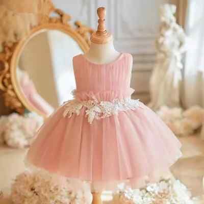 #ad Kids Sleeveless Pink Evening Dress Wedding Birthday Party Flower Girl Dress $54.69
