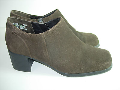 #ad WOMENS BROWN SUEDE ANKLE BOOTS HEELS COMFORT CASUAL CAREER SHOES SIZE 7.5 M $11.99