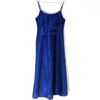 #ad Long Sleeveless Women#x27;s Dark Blue Dress Long Maxi Dress Large Japanese Silk $19.48