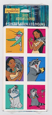 Stickers Pocahontas Dinsey Meeko Flit Percy 4 Sheets Sealed Party Express NIP $14.99