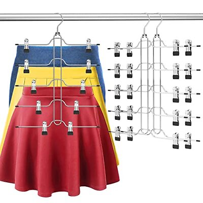 #ad Pants Skirt Hangers Space Saving Skirt Hangers for Women 5 Tier Pants Skirt... $28.63