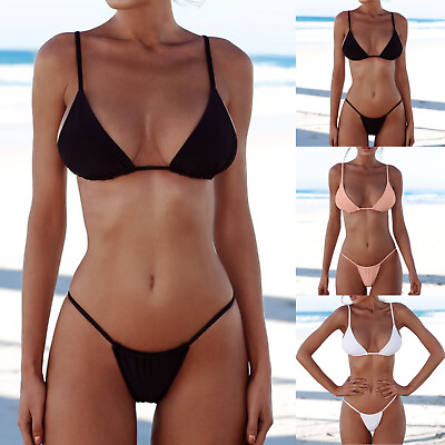 #ad Women Bandeau Bandage Bikini Set Push Up Brazilian Swimwear Bikini Push up Top $9.60