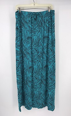 #ad Ellos Maxi Skirt Plus Size 18 20 Tropical Leaf Design Drawstring Waist $15.99