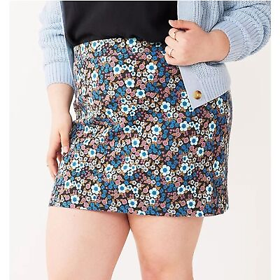 #ad SO. Women’s Floral Slit Mini Skirt Plus Size XXL Sleek Chic Stretchy $14.96