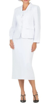 #ad 2 PC Giovanna Skirt Suit Size 14w White $110.00