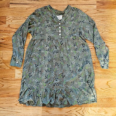 #ad Evy#x27;s Tree Belinda Dress Size XL Green Floral Boho Dress Long Sleeve Lightweight $7.00