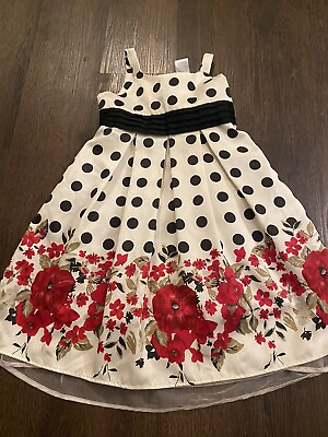 #ad Girls Flower Polka Dot Dress Size 8 By Disorderly Kids #15 $13.99