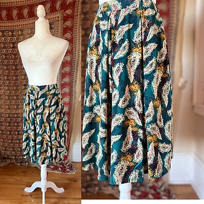 #ad LULAROE Skirt Paisley Multi Colored Pocket Pleated Full Skirt Size Large L $14.00