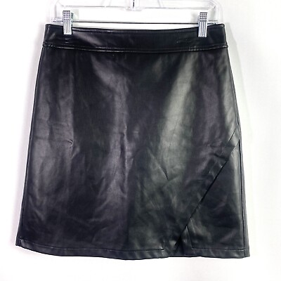 Loft Black Faux Leather Skirt Women#x27;s Size 6 A Line Imitation Leather $18.99