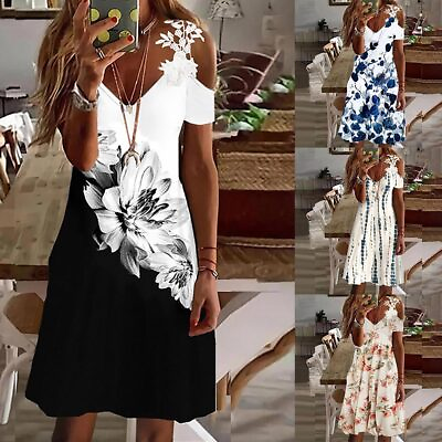 #ad #ad Boho️ Women Floral Print Sleeveless Dresses Ladies Summer Holiday Swing Sundress $20.99