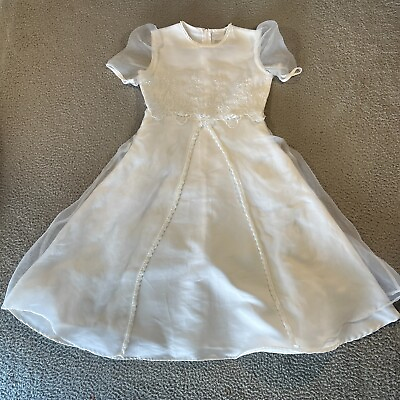 Vintage Keepsake Fit amp; Flare Communion Dress Girls 8 White Formal Church $18.75