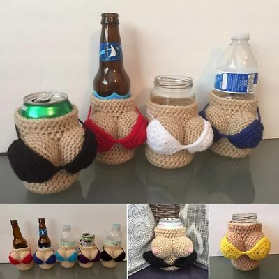 #ad Handmade Knit Removable Bikini Beer CoverFunny Bikini Wine Beer Bottle Covers $15.99
