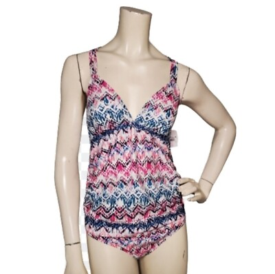 #ad #ad NEW Isabel Maternity Women#x27;s One Piece Swimsuit S Pink Multi Color Racer back $12.95