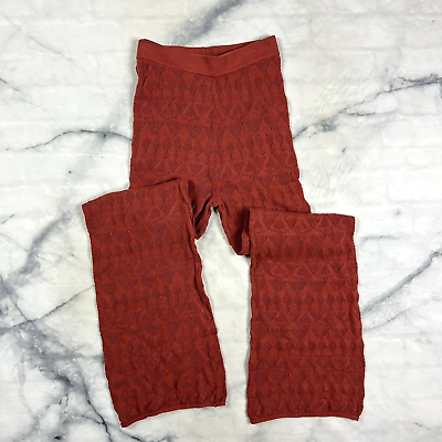 Flat White x Anthropologie Wide Leg Crochet Pants XS Pull On Spiced Orange Brick $40.67