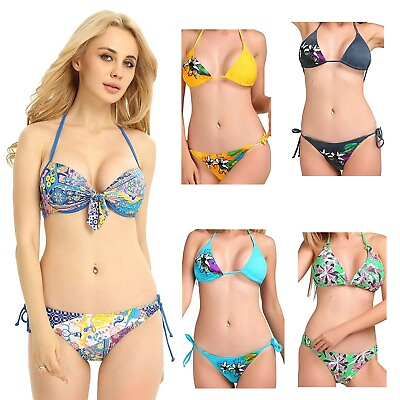 #ad #ad Women Brazilian Bikini Swimsuit Push Up Triangle Swimwear Set Small Medium Large $17.22