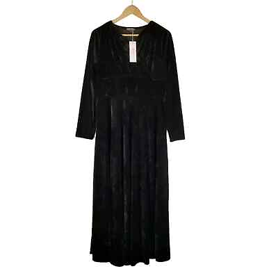 #ad Urban Coco Black Velvet Long Sleeve Maxi Dress Size Medium $34.99