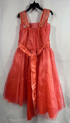 Cinderella Couture Sparkling Rhinestone Dress Coral Red Girls Size 10 $18.00