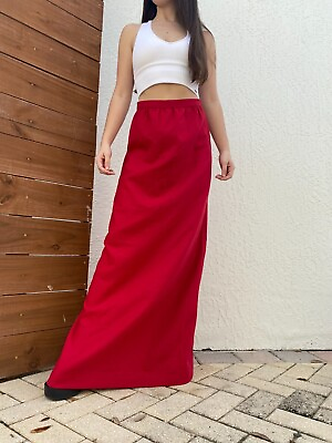 Vintage Skirt Red Wool Blend Long Maxi Tall Modest Retro Skirt Sz Med Valentine $24.00