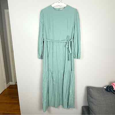 #ad #ad Alvina Modest Cuttwork Cotton Maxi Dress Long Sleeve Women’s size 44 US 12 Teal $49.00