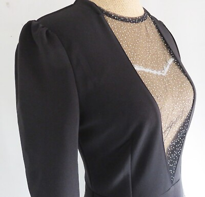 #ad PRETTY LITTLE THIING Black Maxi Dress Long Side Slit Deep V Neck Size 8UK GBP 27.00