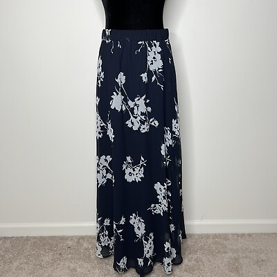 Lane Bryant Womens Maxi Skirt Plus Size 26 28 Navy Blue White Floral Lined $15.30