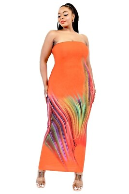 #ad #ad Plus Sleeveless Color Gradient Tube Top Maxi Dress $28.99