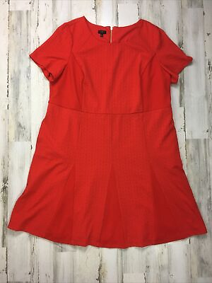 Talbots Woman Womens Plus Dress 20W Short Sleeve Orange Lined Stretch $28.99