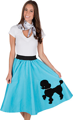 Adult Poodle Skirt Turquoise with Musical note printed Scarf $21.99