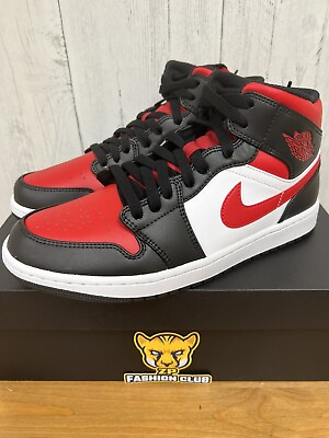Nike Air Jordan 1 Mid White Black Red Bred Toe Men 554724 079 GS 554725 079 $100.00