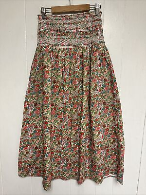 #ad Loeffler Randall Theodora Red Floral Cinched Skirt In Red Cream Green Multi Sz S $139.00