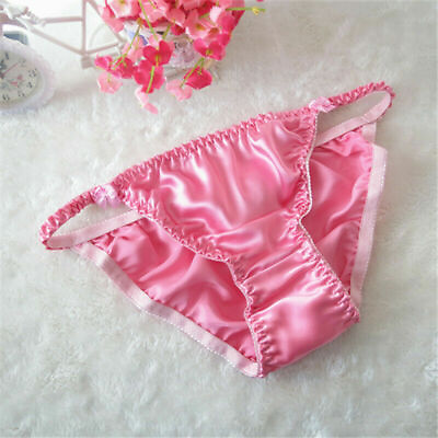 Womens 100% Silk Bow Deco Cute Bikinis T pants Thongs G string Underwear M L XL $7.94
