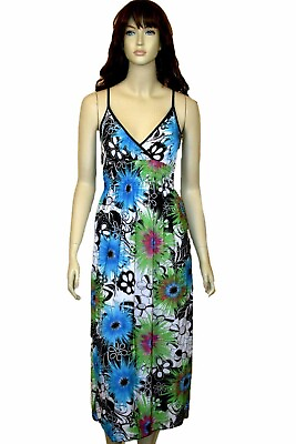 #ad Floral Print Smocked Waist Summer Wear Sundress L $6.49
