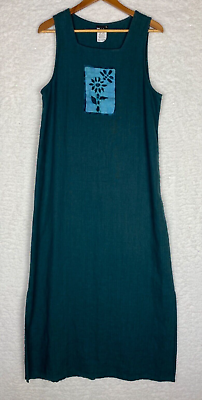 #ad Dare To Dress Maxi Dress Womens 9 Green 100%Linen Sleeveless Travel Vintage USA $19.99