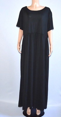 #ad Nemidor Women#x27;s Long Black Maxi Dress Short Sleeves with Pockets Size 26 $16.50
