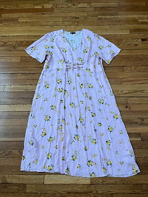#ad Nobody#x27;s Child Floral Maxi Dress Short Sleeve V Neck Women#x27;s Plus Size 22 $19.99