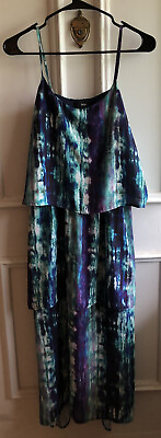 #ad Summer Maxi Dress 3 Tiered Polyester With Slip Multicolored Size S $13.99