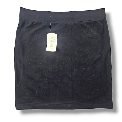 #ad FOREVER 21 Women’s Black Pencil Skirt Elastic Waist Spandex Cotton Blend Size M $12.99